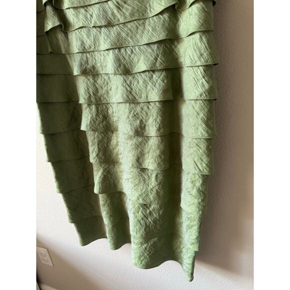Adrianna Pappell Green Metallic Ruffle Cocktail Formal Dress *minor flaw* Sz 14 - Picture 5 of 13